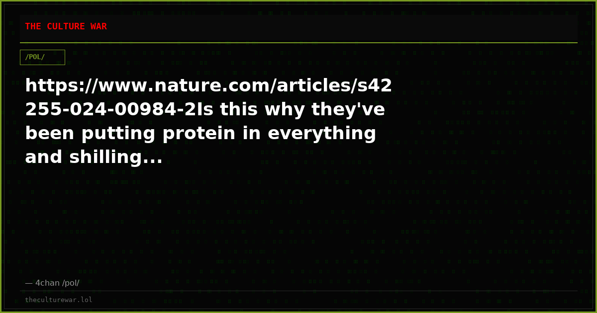 https://www.nature.com/articles/s42255-024-00984-2Is this why they've been putting protein in everything and shilling...