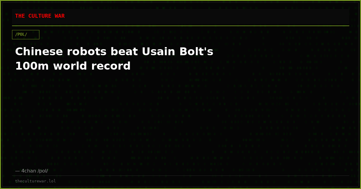 Chinese robots beat Usain Bolt's 100m world record