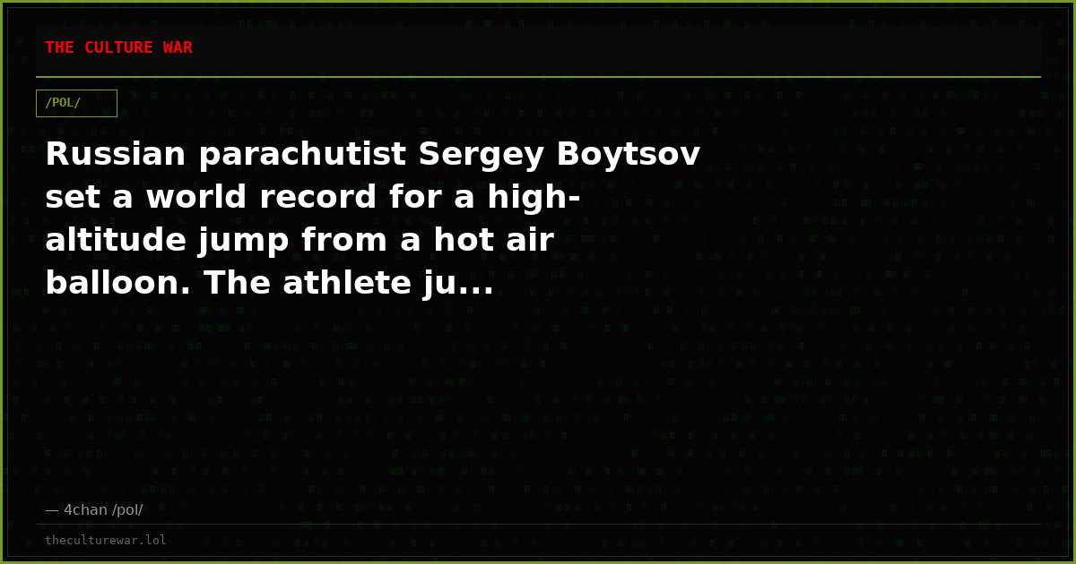 Russian parachutist Sergey Boytsov set a world record for a high-altitude jump from a hot air balloon. The athlete ju...