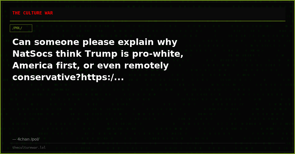 Can someone please explain why NatSocs think Trump is pro-white, America first, or even remotely conservative?https:/...
