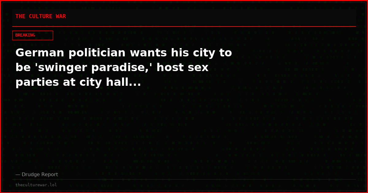German politician wants his city to be 'swinger paradise,' host sex parties at city hall...