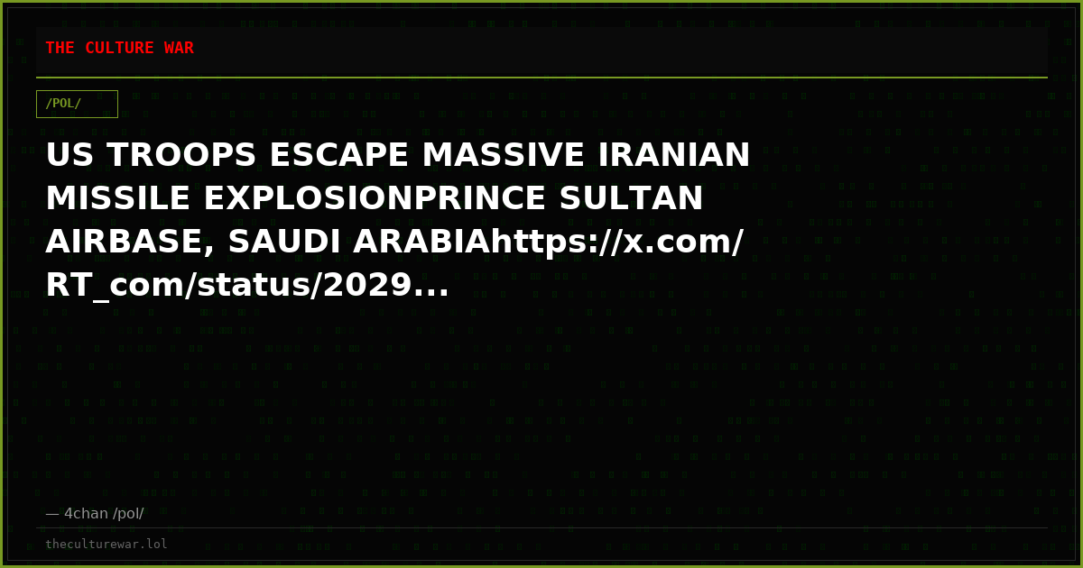 US TROOPS ESCAPE MASSIVE IRANIAN MISSILE EXPLOSIONPRINCE SULTAN AIRBASE, SAUDI ARABIAhttps://x.com/RT_com/status/2029...