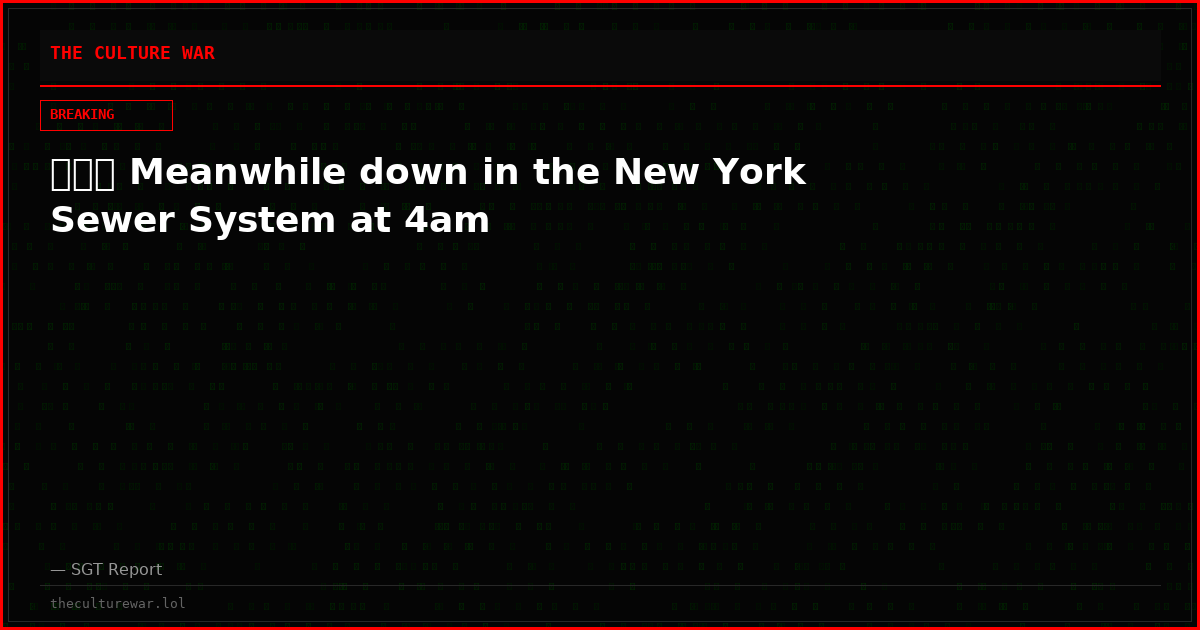 🚨🇺🇸 Meanwhile down in the New York Sewer System at 4am