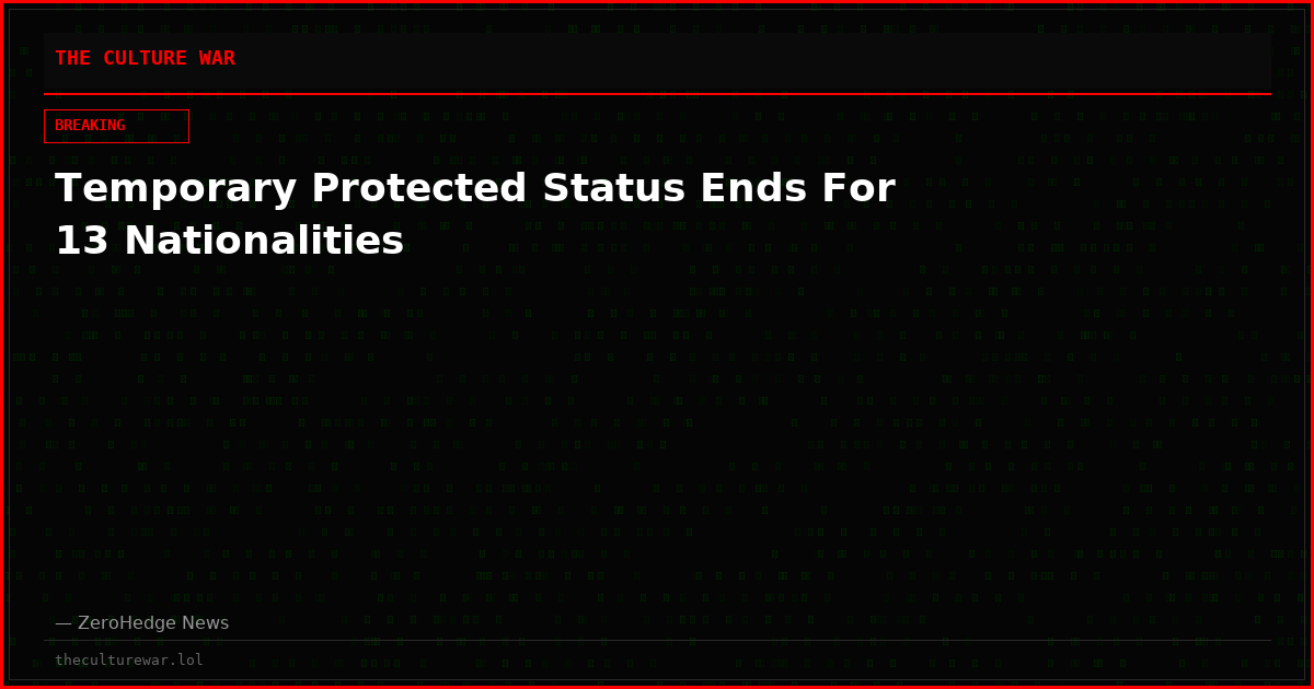 Temporary Protected Status Ends For 13 Nationalities