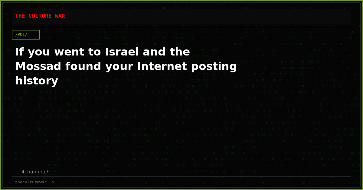 If you went to Israel and the Mossad found your Internet posting history