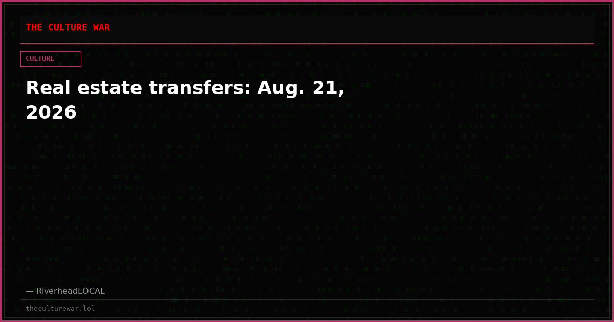 Real estate transfers: Aug. 21, 2026