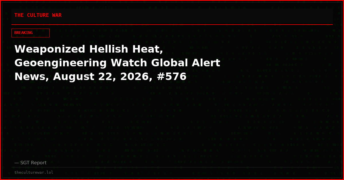 Weaponized Hellish Heat, Geoengineering Watch Global Alert News, August 22, 2026, #576