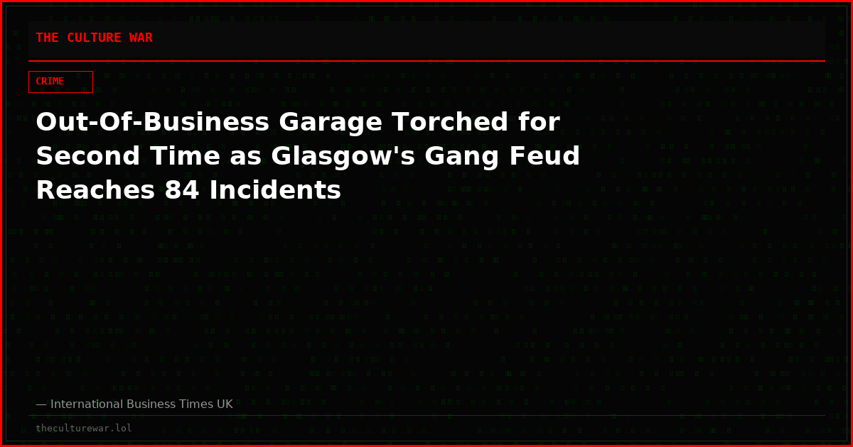 Out-Of-Business Garage Torched for Second Time as Glasgow's Gang Feud Reaches 84 Incidents