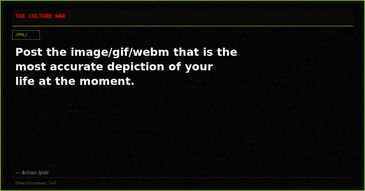 Post the image/gif/webm that is the most accurate depiction of your life at the moment.