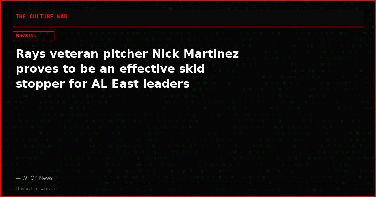 Rays veteran pitcher Nick Martinez proves to be an effective skid stopper for AL East leaders