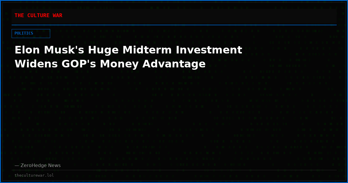 Elon Musk's Huge Midterm Investment Widens GOP's Money Advantage