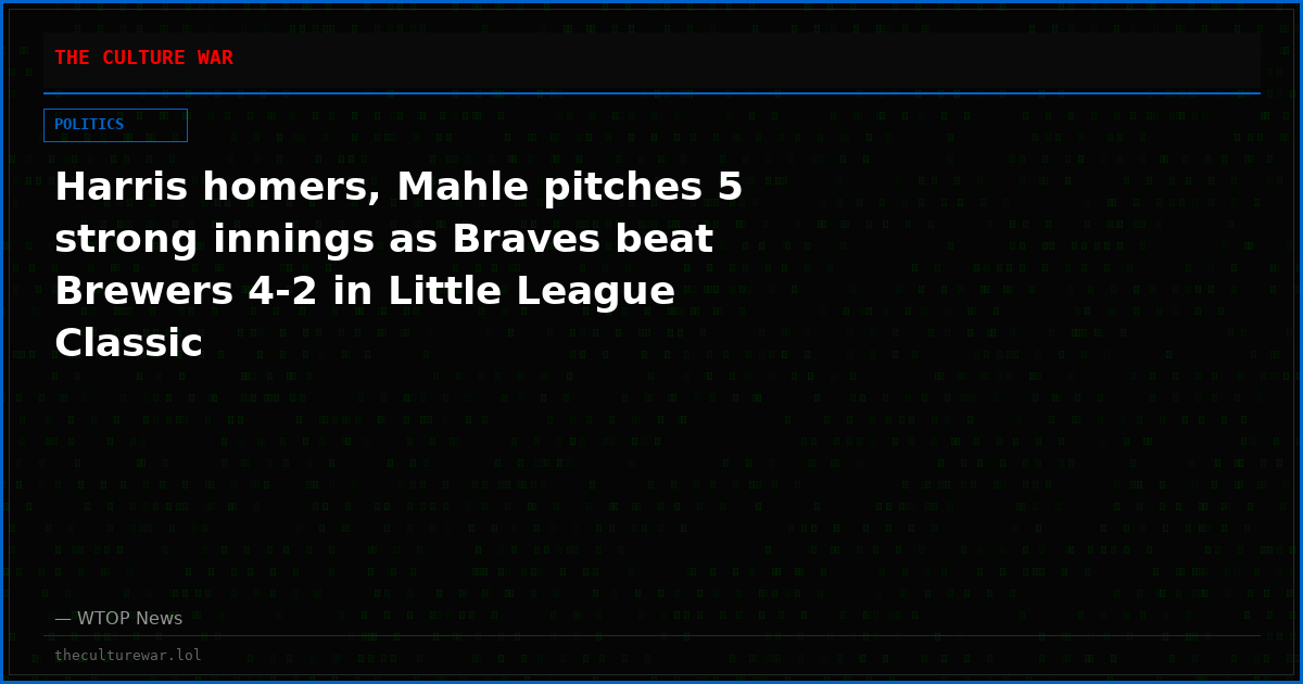 Harris homers, Mahle pitches 5 strong innings as Braves beat Brewers 4-2 in Little League Classic