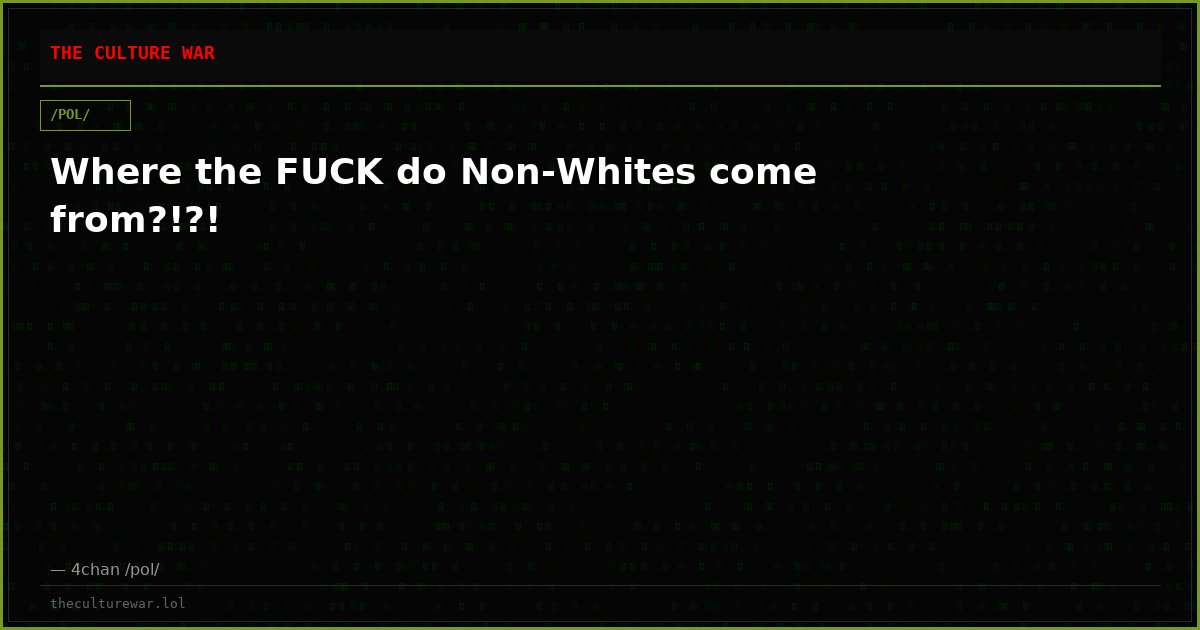 Where the FUCK do Non-Whites come from?!?!