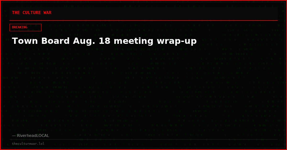 Town Board Aug. 18 meeting wrap-up