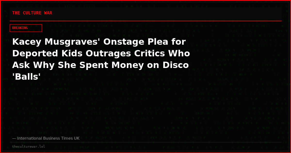 Kacey Musgraves' Onstage Plea for Deported Kids Outrages Critics Who Ask Why She Spent Money on Disco 'Balls'