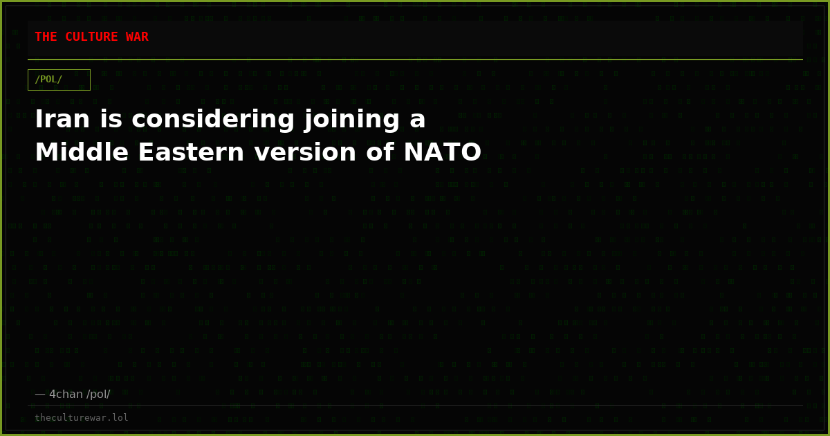 Iran is considering joining a Middle Eastern version of NATO