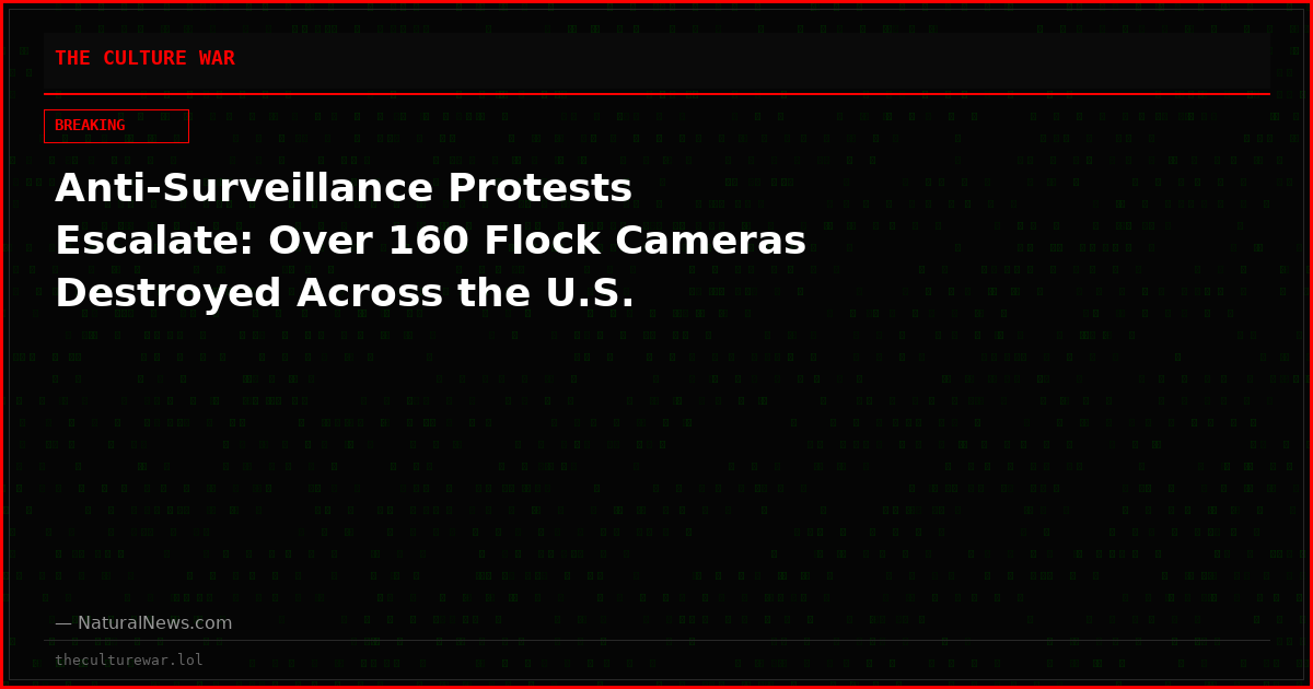 Anti-Surveillance Protests Escalate: Over 160 Flock Cameras Destroyed Across the U.S.
