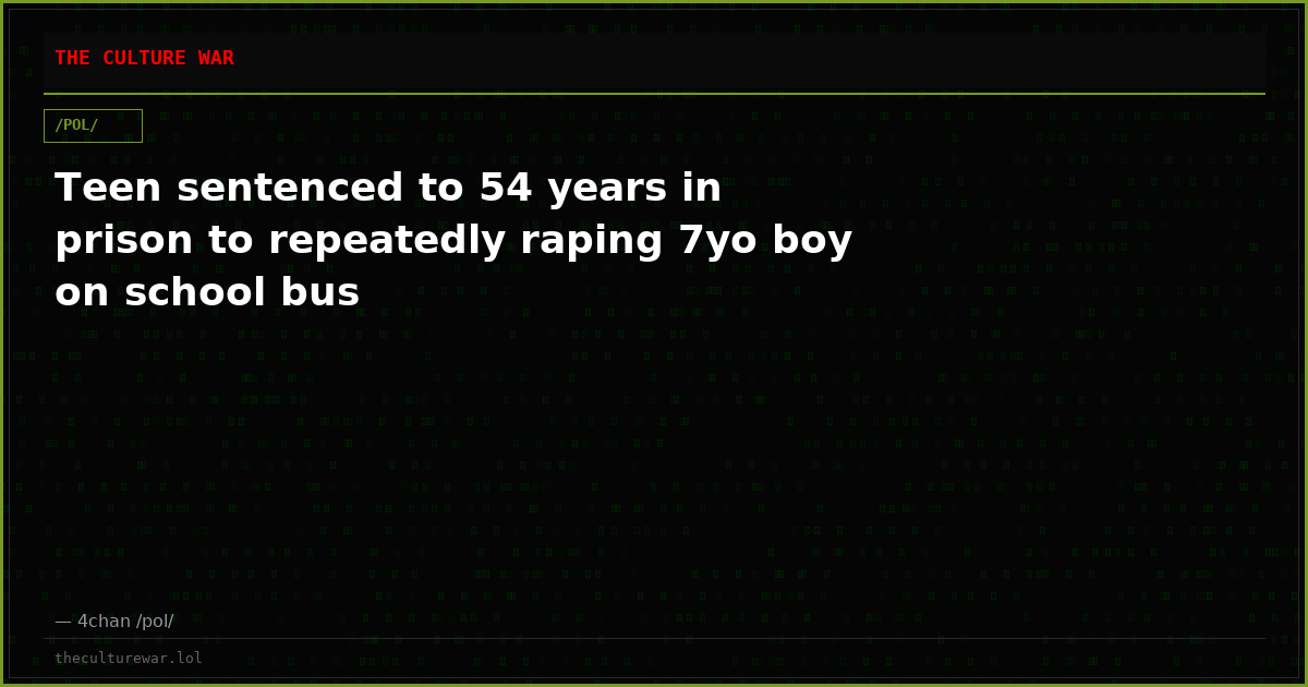 Teen sentenced to 54 years in prison to repeatedly raping 7yo boy on school bus