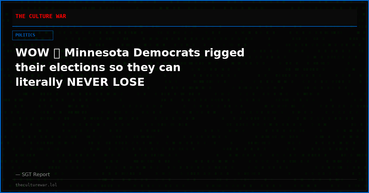 WOW 🚨 Minnesota Democrats rigged their elections so they can literally NEVER LOSE