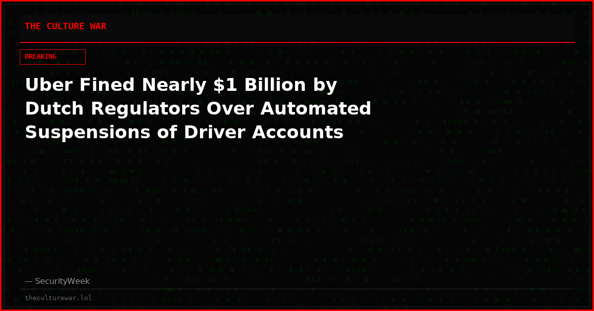 Uber Fined Nearly $1 Billion by Dutch Regulators Over Automated Suspensions of Driver Accounts