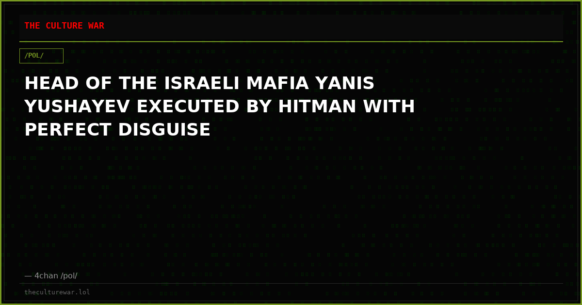 HEAD OF THE ISRAELI MAFIA YANIS YUSHAYEV EXECUTED BY HITMAN WITH PERFECT DISGUISE