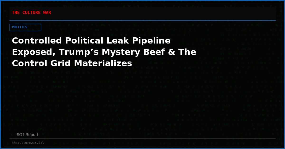 Controlled Political Leak Pipeline Exposed, Trump’s Mystery Beef & The Control Grid Materializes