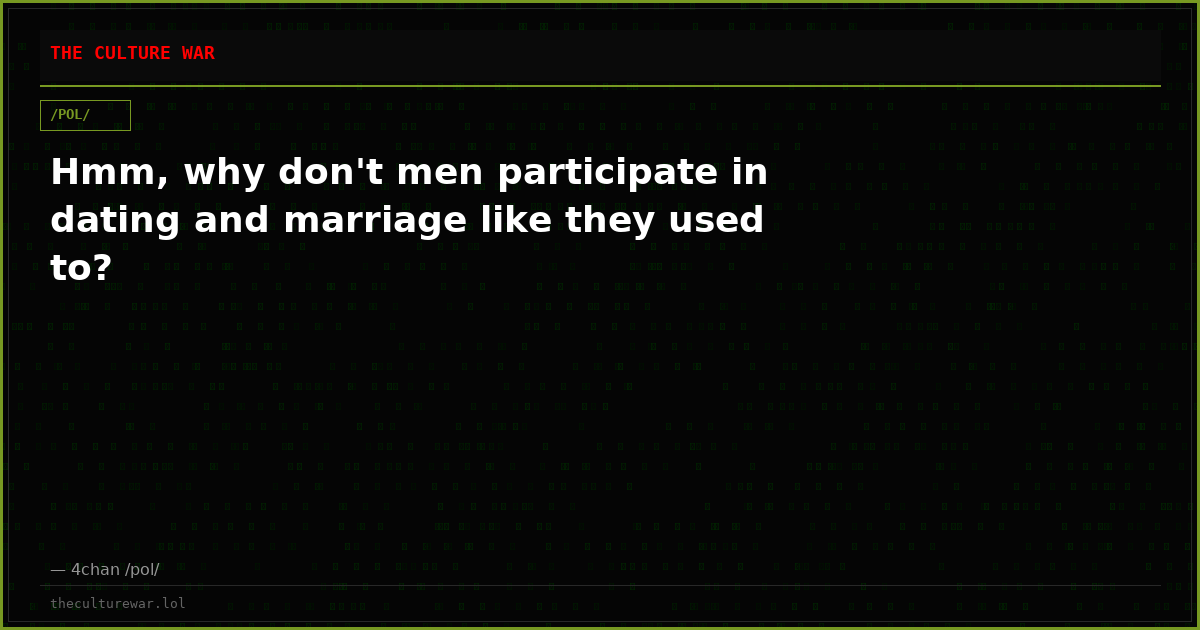 Hmm, why don't men participate in dating and marriage like they used to?