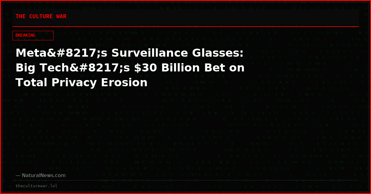 Meta’s Surveillance Glasses: Big Tech’s $30 Billion Bet on Total Privacy Erosion