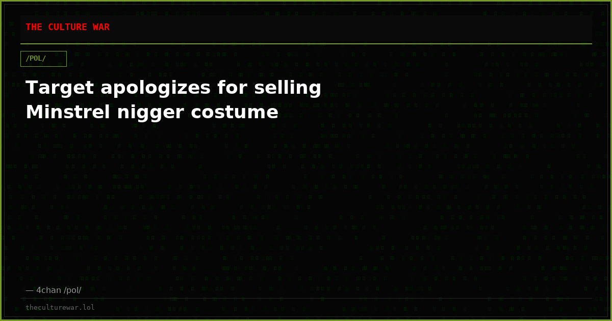 Target apologizes for selling Minstrel nigger costume