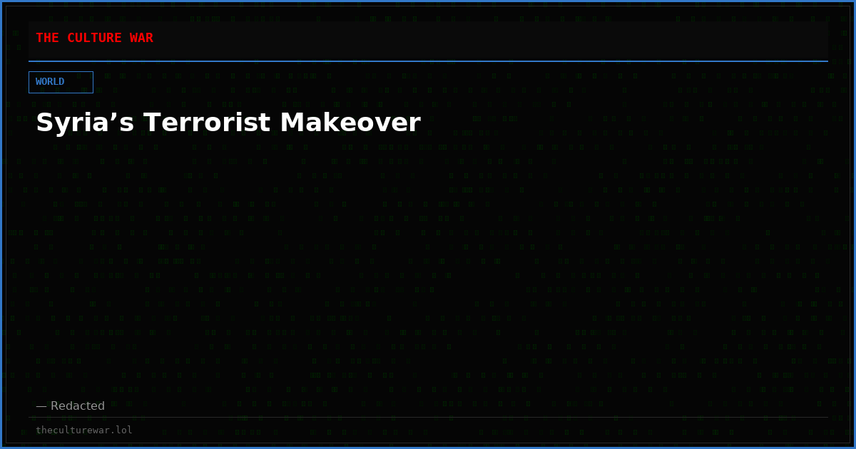 Syria’s Terrorist Makeover