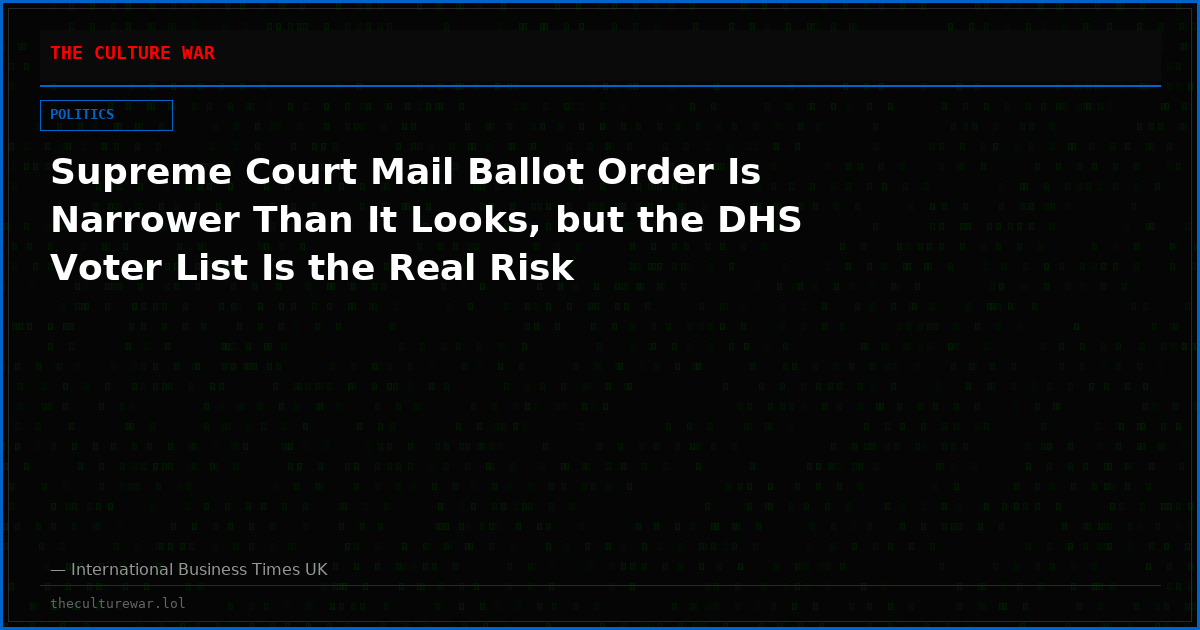 Supreme Court Mail Ballot Order Is Narrower Than It Looks, but the DHS Voter List Is the Real Risk