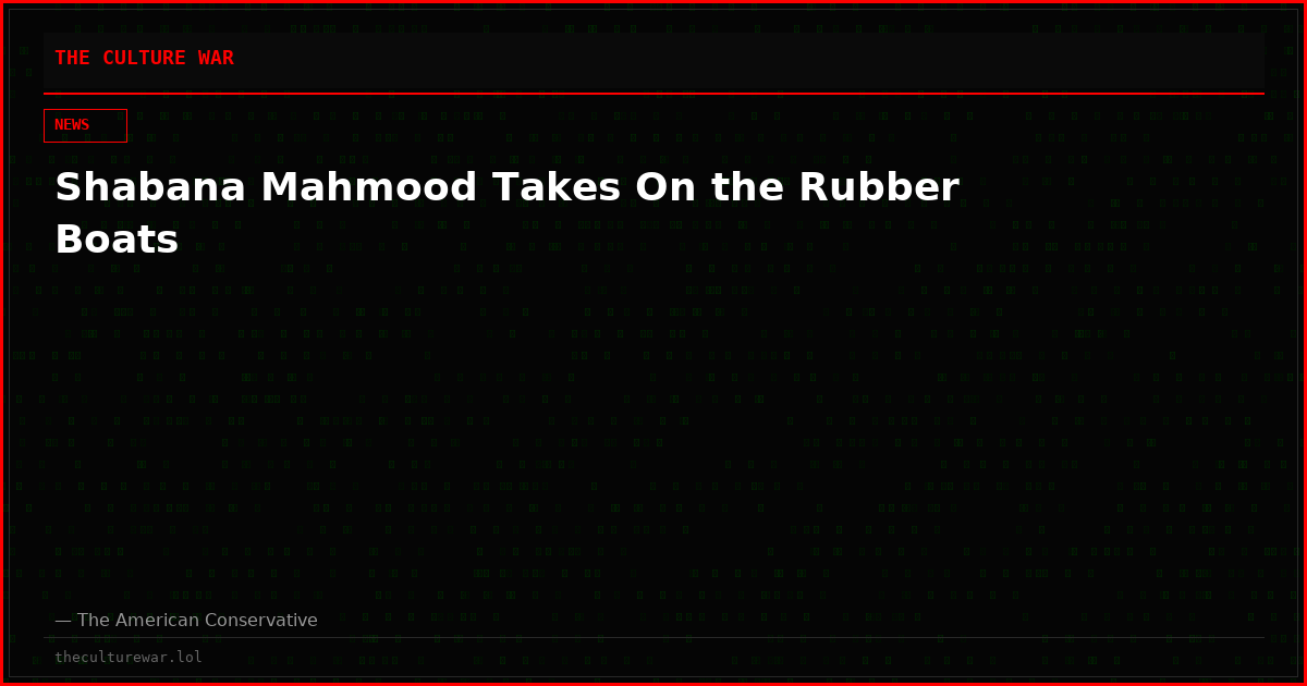 Shabana Mahmood Takes On the Rubber Boats
