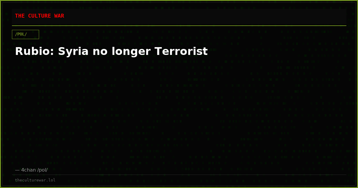 Rubio: Syria no longer Terrorist
