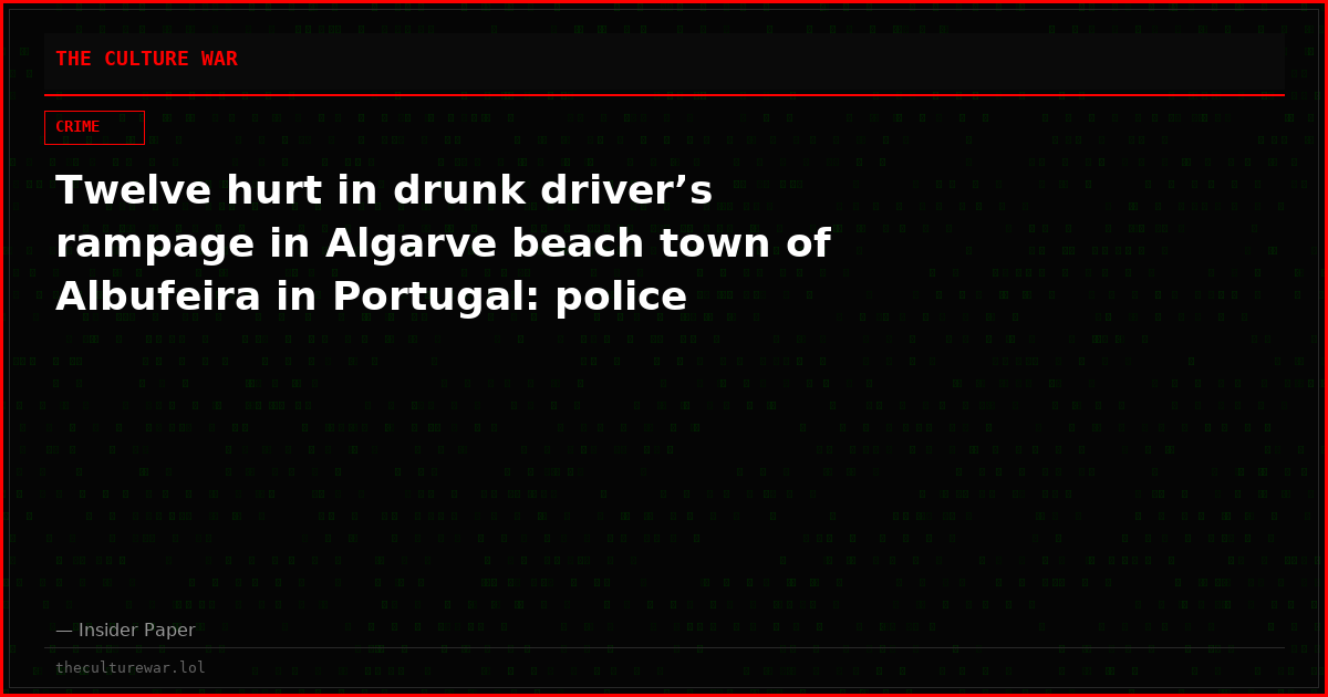 Twelve hurt in drunk driver’s rampage in Algarve beach town of Albufeira in Portugal: police