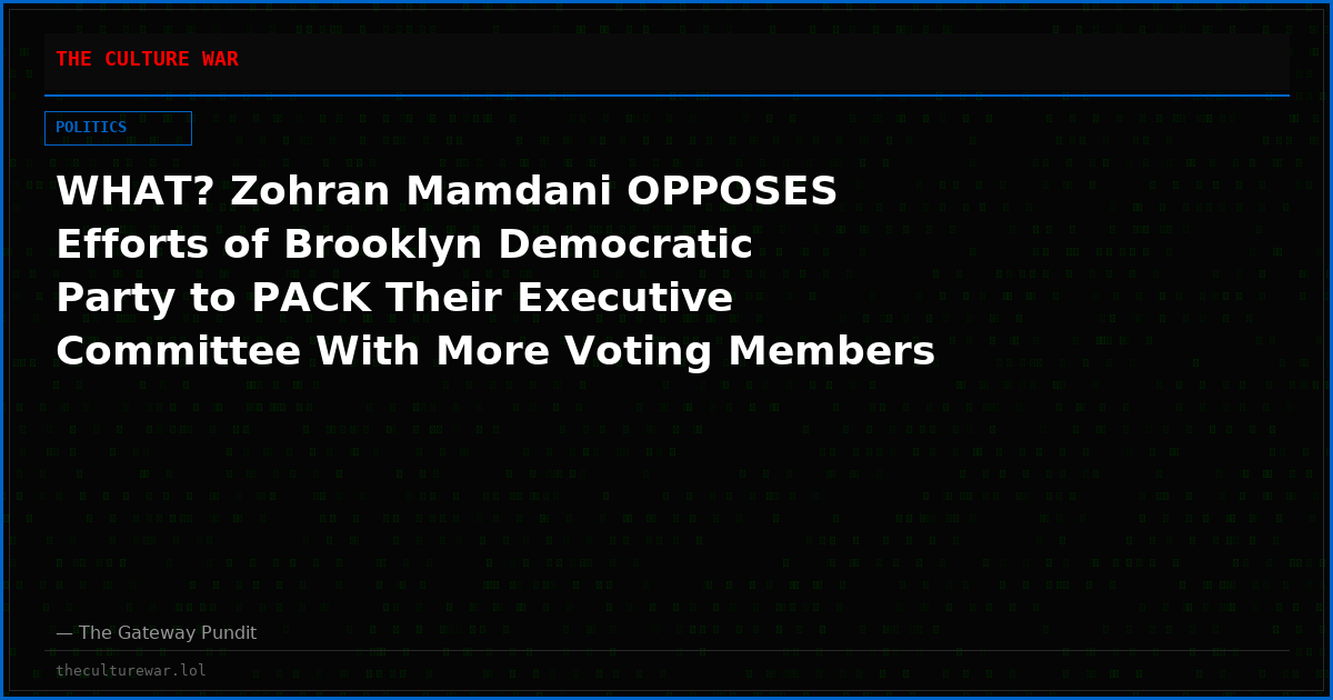 WHAT? Zohran Mamdani OPPOSES Efforts of Brooklyn Democratic Party to PACK Their Executive Committee With More Voting Members