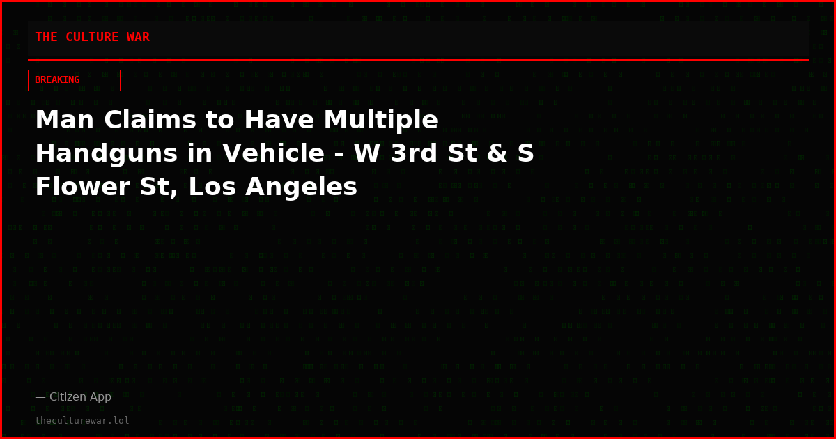 Man Claims to Have Multiple Handguns in Vehicle - W 3rd St & S Flower St, Los Angeles