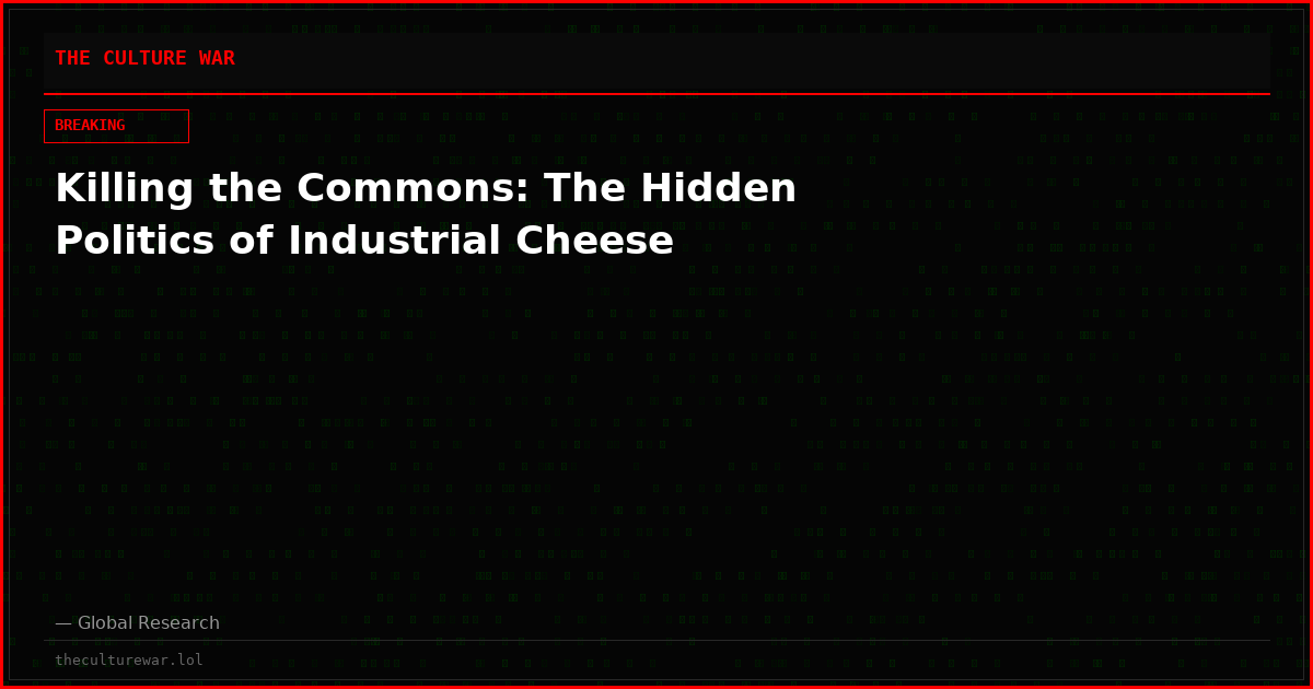Killing the Commons: The Hidden Politics of Industrial Cheese