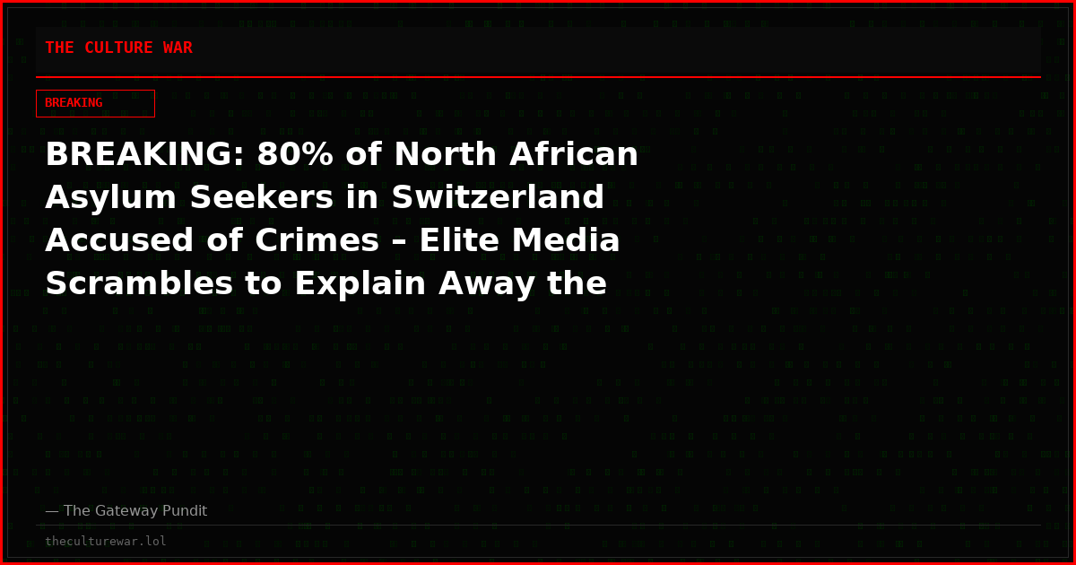 BREAKING: 80% of North African Asylum Seekers in Switzerland Accused of Crimes – Elite Media Scrambles to Explain Away the Disaster