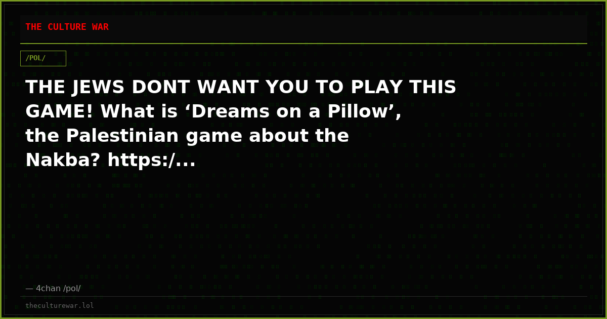 THE JEWS DONT WANT YOU TO PLAY THIS GAME! What is ‘Dreams on a Pillow’, the Palestinian game about the Nakba? https:/...