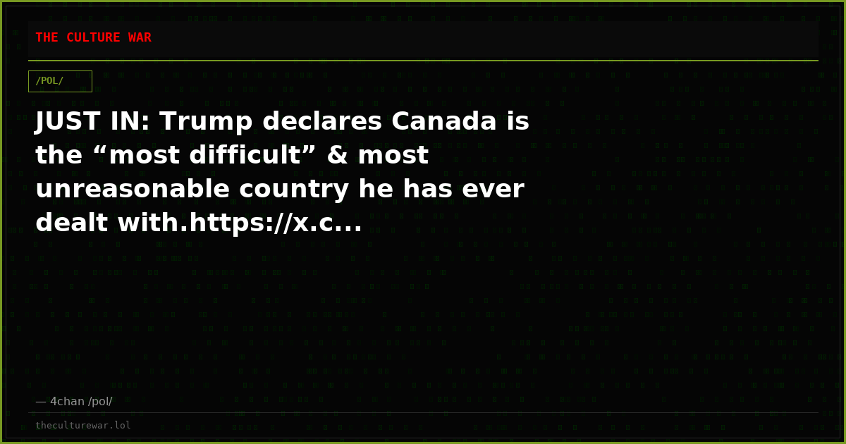 JUST IN: Trump declares Canada is the “most difficult” & most unreasonable country he has ever dealt with.https://x.c...