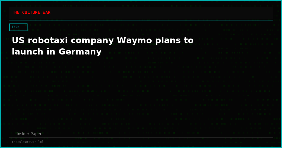 US robotaxi company Waymo plans to launch in Germany