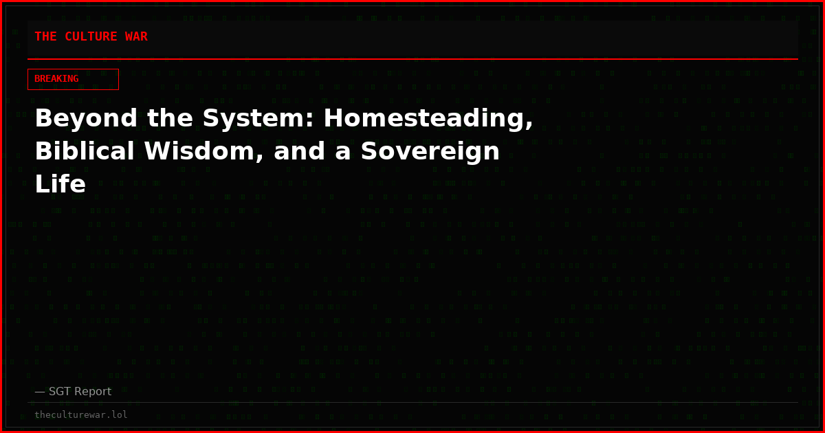 Beyond the System: Homesteading, Biblical Wisdom, and a Sovereign Life