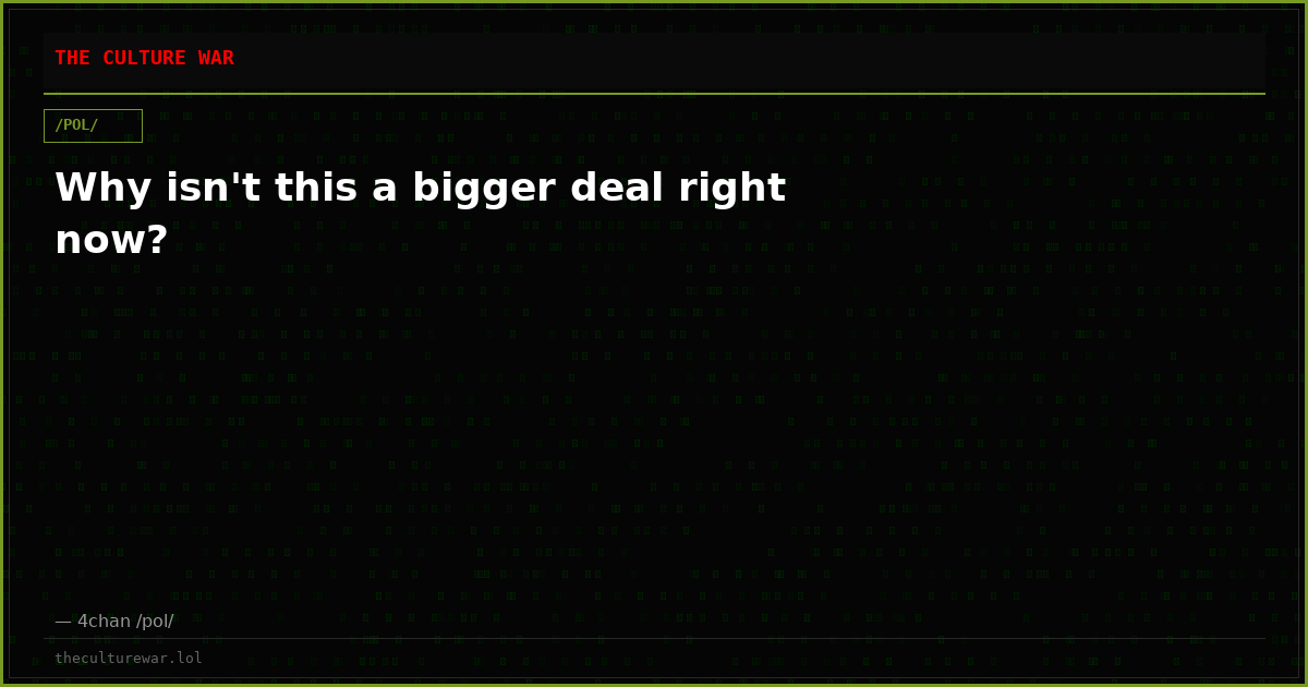Why isn't this a bigger deal right now?