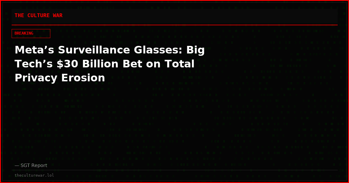 Meta’s Surveillance Glasses: Big Tech’s $30 Billion Bet on Total Privacy Erosion
