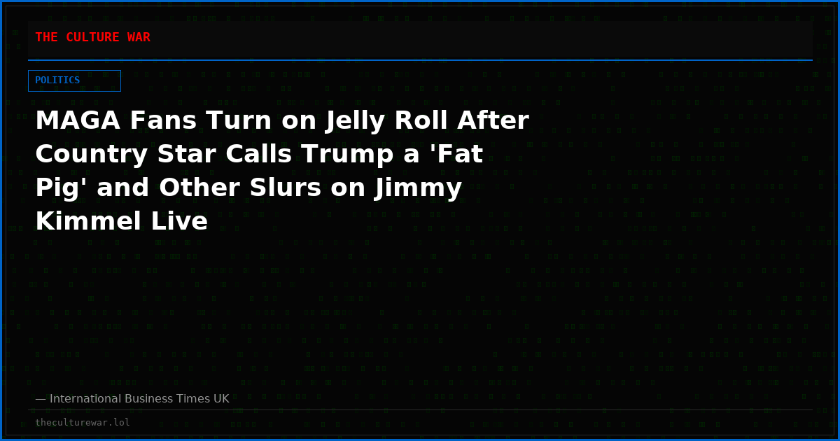 MAGA Fans Turn on Jelly Roll After Country Star Calls Trump a 'Fat Pig' and Other Slurs on Jimmy Kimmel Live