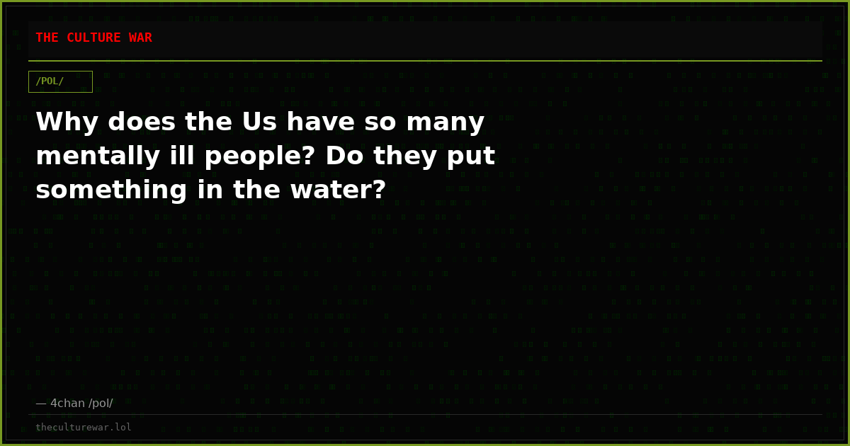 Why does the Us have so many mentally ill people? Do they put something in the water?