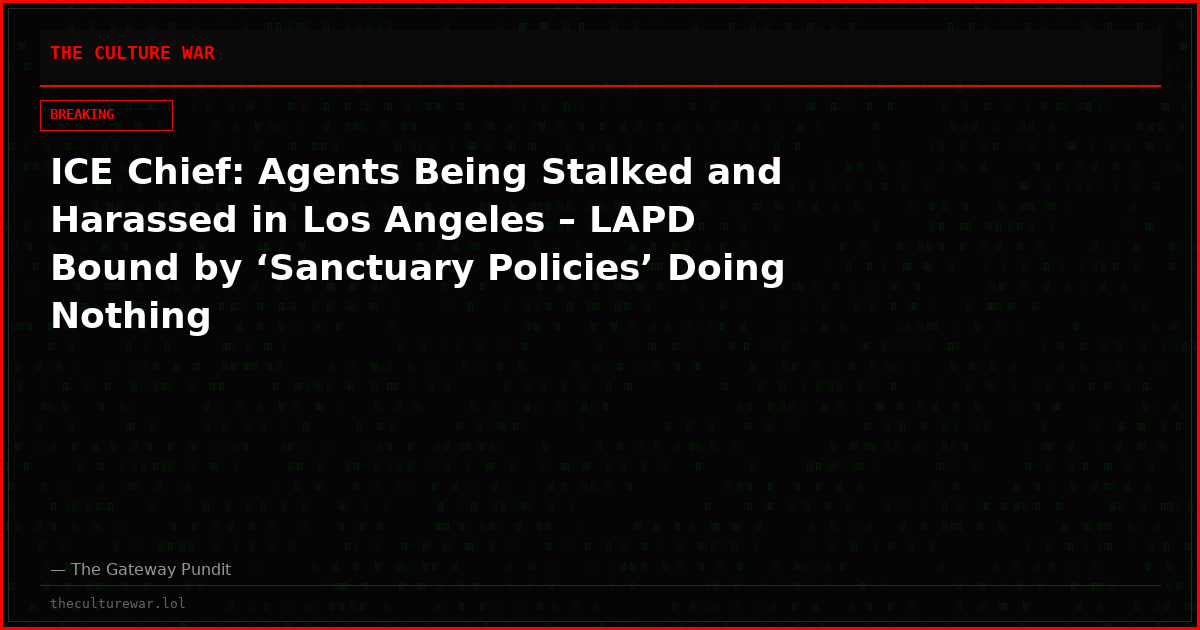 ICE Chief: Agents Being Stalked and Harassed in Los Angeles – LAPD Bound by ‘Sanctuary Policies’ Doing Nothing