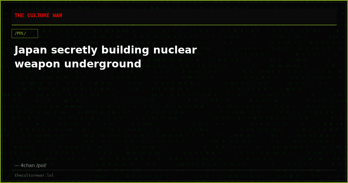 Japan secretly building nuclear weapon underground