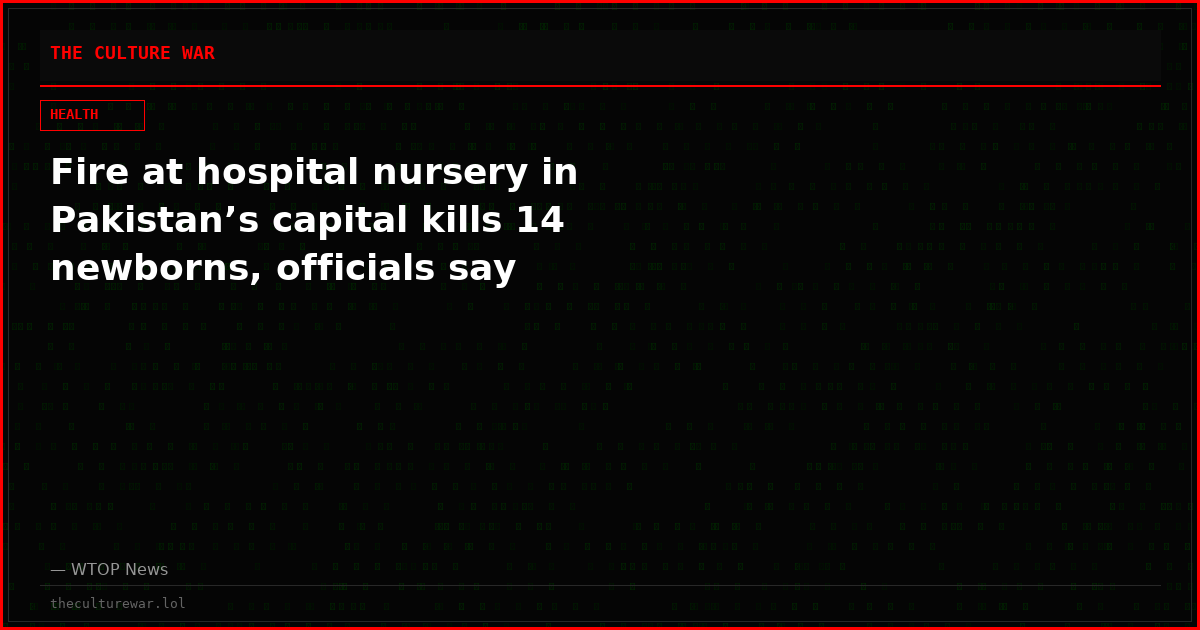 Fire at hospital nursery in Pakistan’s capital kills 14 newborns, officials say