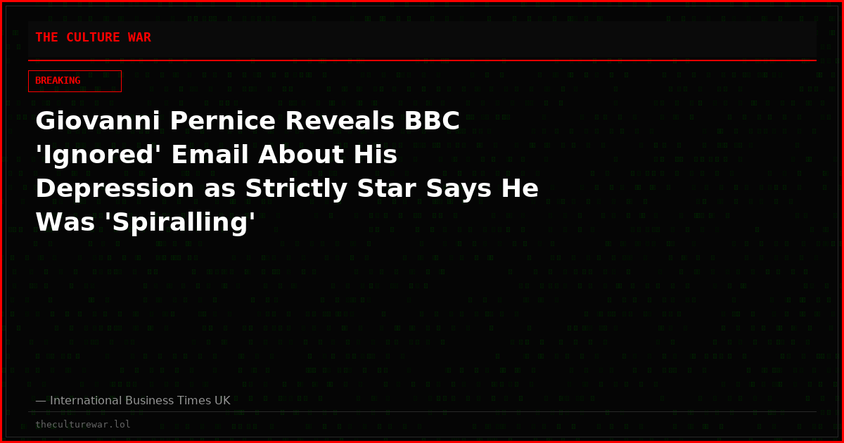 Giovanni Pernice Reveals BBC 'Ignored' Email About His Depression as Strictly Star Says He Was 'Spiralling'